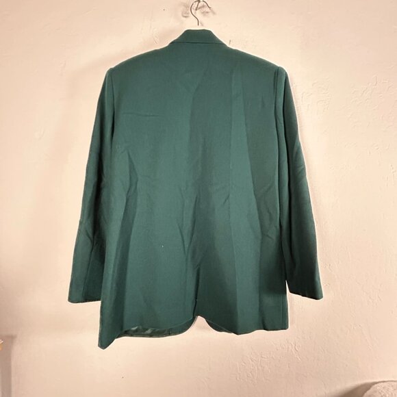 VTG Sag Harbor Womens Green Pure Wool Single-Breasted Blazer Jacket Size 8 Lined - Picture 2 of 10